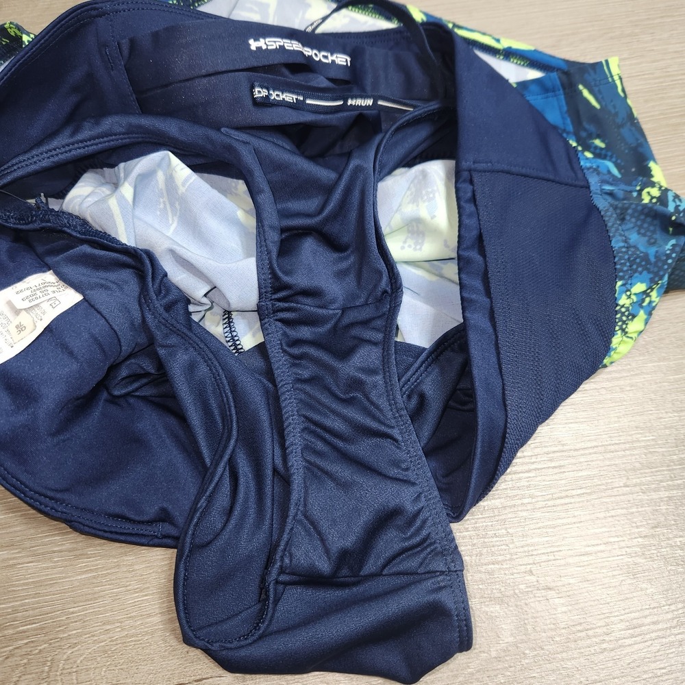 Under Armour Speed Pocket Running Shorts Fitted Lined Blue Green Women's L Nwt - Picture 8 of 12